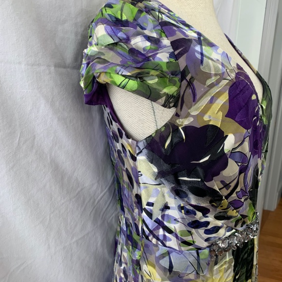 NWT 100% Silk dress with Crystal Rhinestone Appliqués - Picture 3 of 9